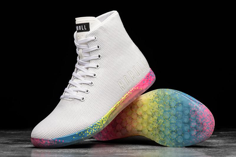 Women's Nobull High-Top Neon Glitch Trainers White | SG A3067H